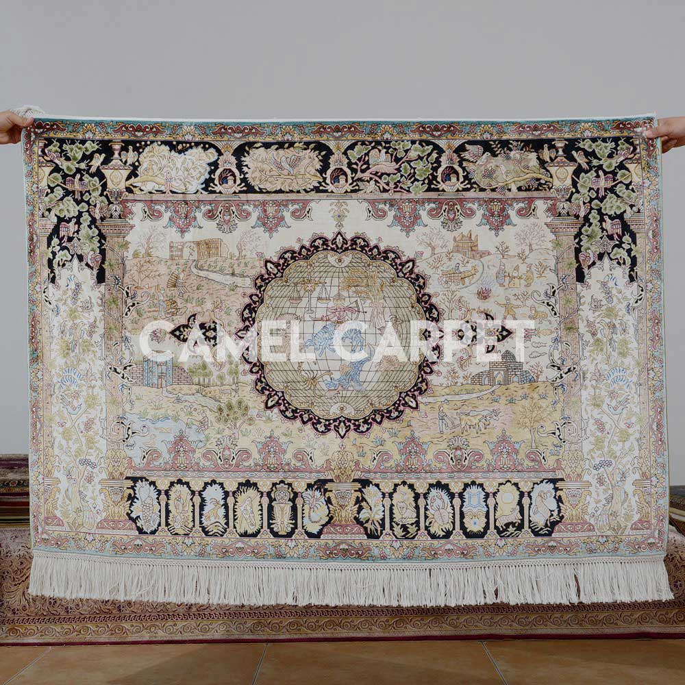 Silk Hand Knotted White And Brown Rug.jpg